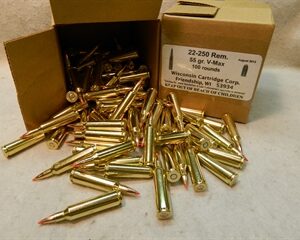 22-250 Rem 55 gr V-Max 3500 fps (100 Rounds)(Reman)