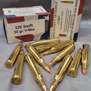 220 Swift 55 gr V-Max 3800 fps (20 Rounds)(New)