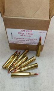 220 Swift 55 gr V-Max 3800 fps (100 Rounds)(New)