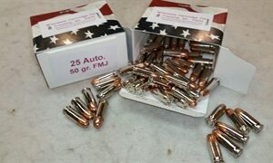 25 ACP 50 gr FMJ 700 fps (50 Rounds) (New)